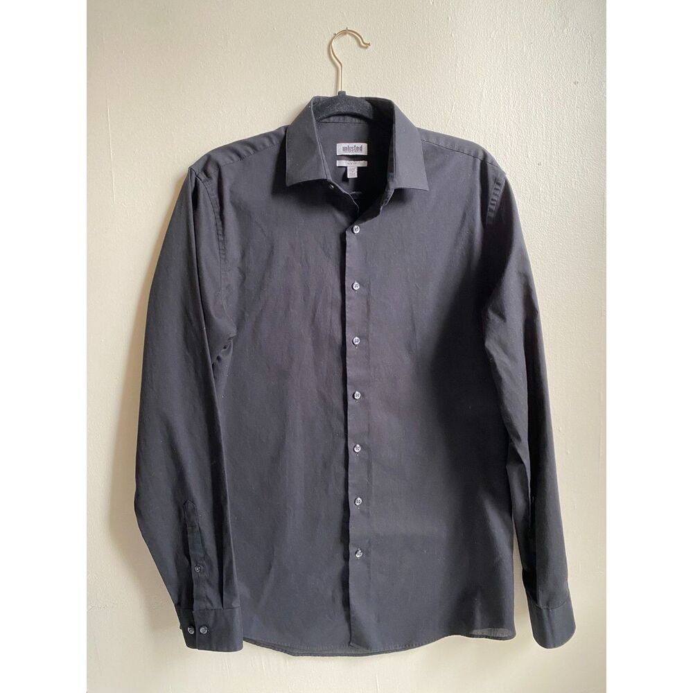 Black Button Up Long Sleeve Shirt Medium 15-15.5 34/35
